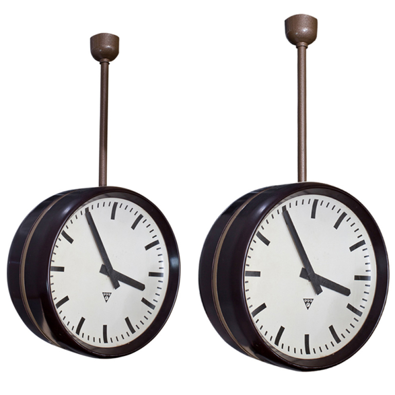 Double faced station clock - 1st dibs