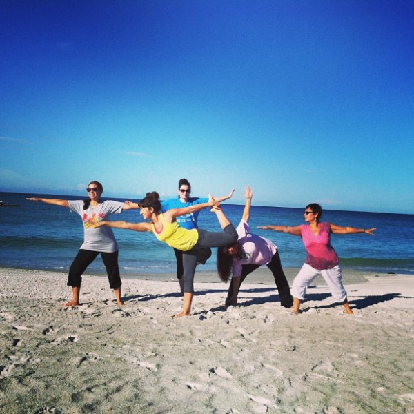 yoga on beach