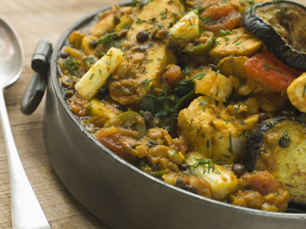 Pewter Dish Of Vegetable Dhansak