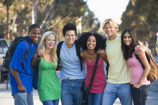 Group of young friends having fun