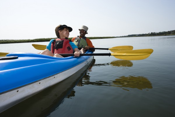 Couple kayaking.