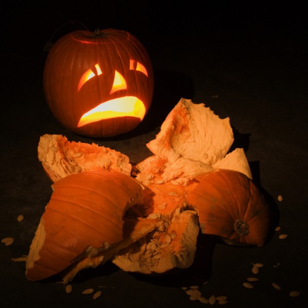 smashed jack-o'-lantern l