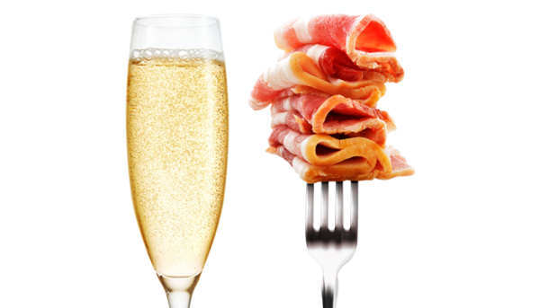 champagne and meat