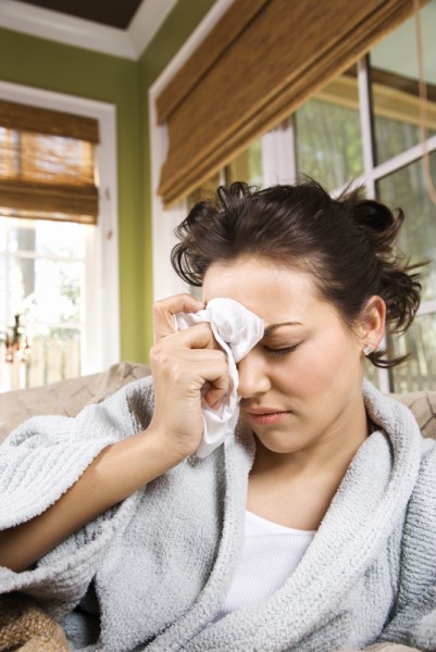 Sick Woman in Bathrobe