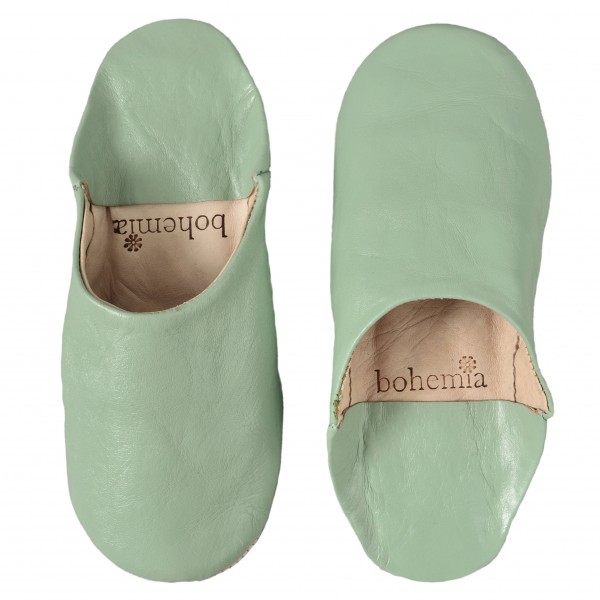 Green Moroccan Leather Slippers - ladies