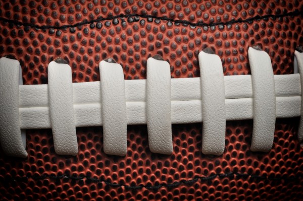 American football close up with laces and texture