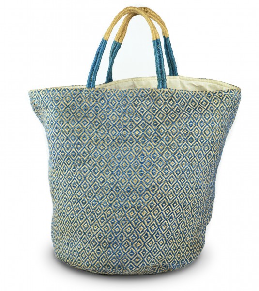 Jute bag- blue diamonds