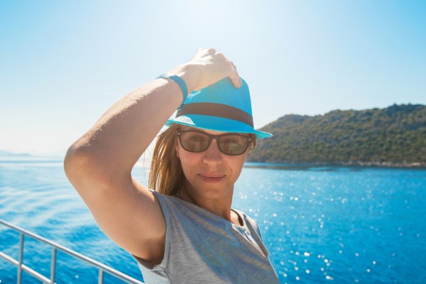 woman on yacht