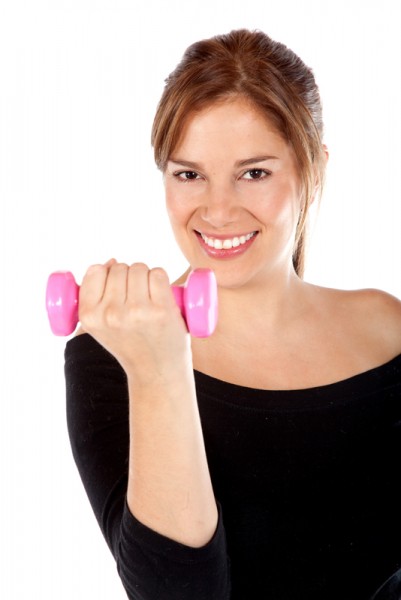 Woman with free-weights