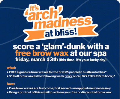 "Arch Madness" at Bliss Spa – did you say SPA??